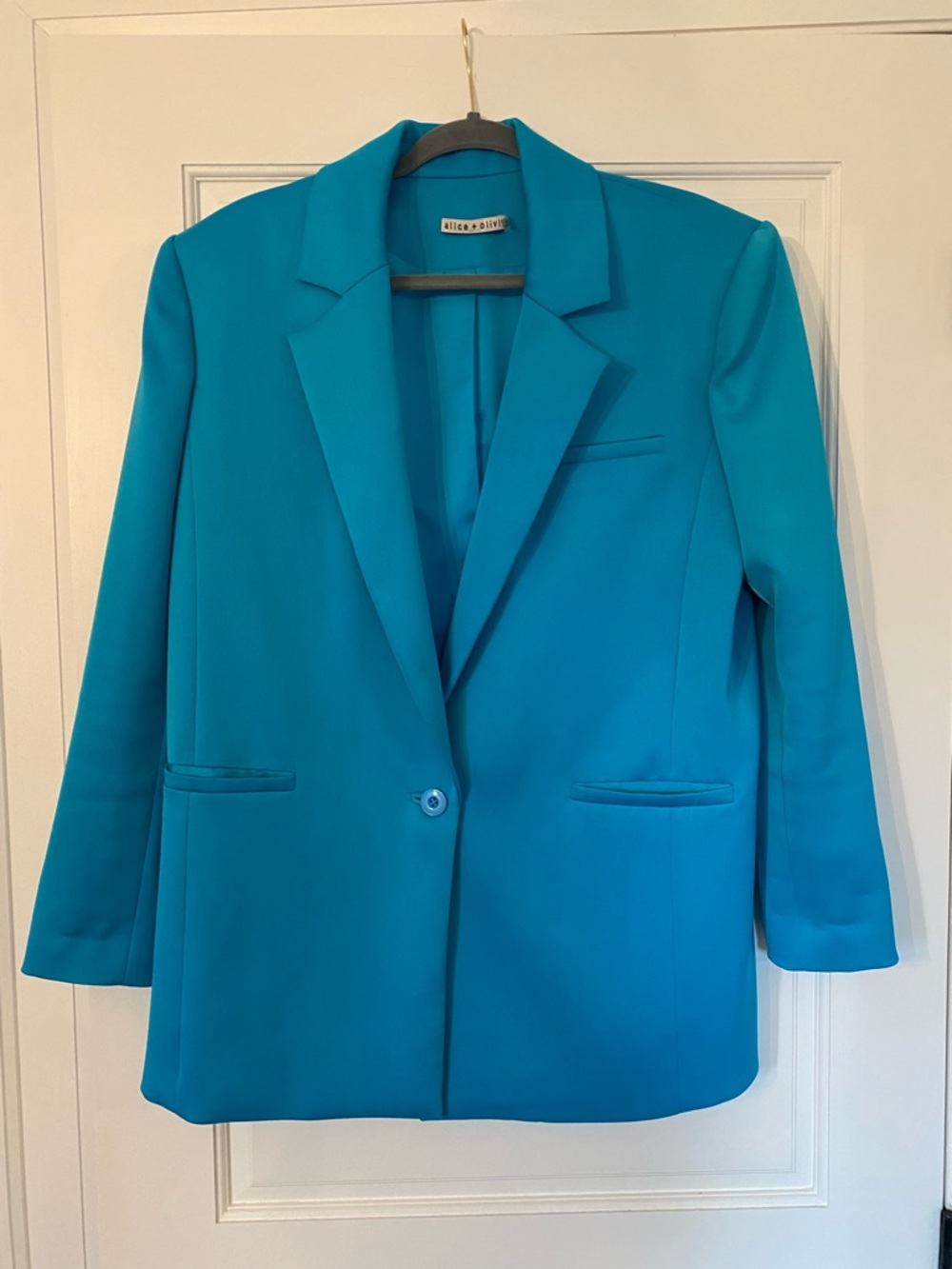 Alice + Olivia Vibrant Teal Single-Button Blazer